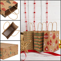 1 x RAW Customer Returns Belle Vous Pack of 48 Kraft Paper Gift Bags with Christmas Theme Christmas Bags with Handles - 6 Christmas Designs - Gift Bags - Parties, Gifts and Sweets - RRP €24.18