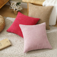 1 x Brand New EMEMA Cushion Covers Corduroy Fabric Decorative Pillowcase Modern Cute Soft Durable for Living Room Bedroom Solid for Children s Sofa Cafe Balcony Set of 2 60x60cm Red - RRP €19.2