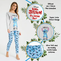 1 x RAW Customer Returns Disney Women s Winter Pajamas Stitch Pajamas Set Long Women s Pajamas Sizes S-XL Gifts Stitch Mickey Minnie Gray Blue Stitch, M  - RRP €26.6