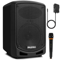 1 x RAW Customer Returns Pyle PA music box, party box, portable karaoke machine with microphone, party speaker with Bluetooth, sound system 8 subwoofer, PA system complete set, karaoke set LED battery display, MP3 USB SD, 600W - RRP €92.24