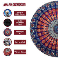 1 x RAW Customer Returns raajsee India Beach Towel Round Mandala Hippie Large Indian Round Cotton boho Round Yoga Mat Towel Meditation Tablecloth Round Hanging Blanket Picnic Rug 70 inch Blue Orange Mandala  - RRP €18.96