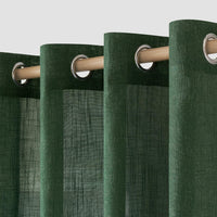 1 x RAW Customer Returns MIULEE Curtains Bedroom Curtain Dark Green Curtain Living Room Linen Look Curtains with Eyelets Window Semi-Transparent Curtain Modern Interior Balcony Door Kitchen Curtains 140 x 245 cm - RRP €36.39