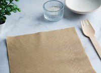 1 x RAW Customer Returns FOOGO Green Unbleached Paper Napkins, 33 x 33 cm, 2 Ply Strong Paper Napkins, Super Soft Paper Tissues, Cocktail Napkins, Disposable Napkins 100, Brown  - RRP €13.54