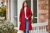 1 x RAW Customer Returns GRACE KARIN Women s Basic Winter Coat Medium Length Coat Elegant V-Neck Outwear Warm Oversized Plain Coat Autumn Winter Women s Coat Red L - RRP €93.23