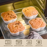 1 x RAW Customer Returns MALACASA, Ramekin.Dish series, 12-piece porcelain white dessert bowls, mini muffin baking cups, for sauce, dipping, souffle, pudding, oven safe - petal shape 3 7.5cm 75ml - RRP €22.99