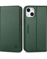 1 x RAW Customer Returns SHIELDON Case for iPhone 13, Leather Case Genuine Leather RFID Lock Card Slot Magnet , TPU Shockproof Phone Case Flip Case Protection Compatible with iPhone 13 6.1 - Midnight Green - RRP €30.99