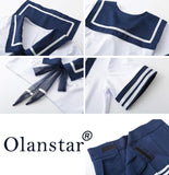 1 x RAW Customer Returns Olanstar Schoolgirl Lingerie Roleplay Outfit Women Sailor Suit Cosplay Mini Pleated Skirt Student Costumes with Stockings - RRP €25.56