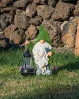 1 x RAW Customer Returns TERESA S COLLECTIONS Funny Garden Gnomes Outdoor Garden Decoration 33cm Weatherproof Figure with LED Solar Lantern Dwarf Garden Figures Made of Resin Garden Gnome Garden Decoration Garden Light for Outdoor Balcony - RRP €37.99