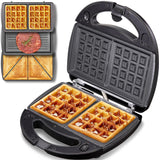 1 x RAW Customer Returns Yabano Sandwich Maker 3 in 1 Waffle Iron Sandwich Toaster Contact Grill , 3 Removable Plates, Non-Stick Coating, LED Indicator Lights and Cool Touch Handle, 800W - RRP €33.99