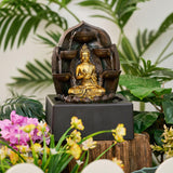 1 x RAW Customer Returns TERESA S COLLECTIONS Buddha fountain for room decoration, table fountain, water fountain with reflective lighting, home, office, garden decoration, mother daughter gift - RRP €39.99