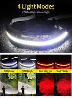 1 x RAW Customer Returns DARKBEAM LED Headlamp Floodlight COB with Red Light Rechargeable USB, Super Bright Rechargeable Lightweight Head Lamp, Work Light for Helmet - Camping, Fishing, Repairing, Fishing, with Battery, Clip, 2 Pack - RRP €26.99