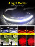 1 x RAW Customer Returns DARKBEAM LED headlamp floodlight COB with red light rechargeable USB, super bright rechargeable lightweight head lamp, work light for helmet - camping, jogging, fishing, repairing, fishing, with battery, clip - RRP €16.99