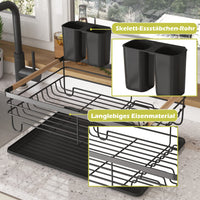 1 x RAW Customer Returns COVAODQ dish draining rack, dish draining rack, 2 tier stainless steel dish draining rack, black - RRP €30.24