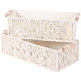 1 x RAW Customer Returns OUTBROS Macrame Storage Baskets, Boho Decor Woven Baskets with Handle, Decorative Countertop Toilet Tank Shelf Closet Organizer for Bedroom Kids Room Living Room Set of 2, Ivory - RRP €28.22