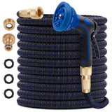 1 x RAW Customer Returns SHEMKAR Flexible Garden Hose 15M 50FT Water Hose Expandable Stretchable Flexible Hose Extendable Flexible Hose with 10 Function Spray Nozzle, Triple Latex Core 3 4 Solid Brass - RRP €26.77