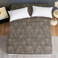 1 x RAW Customer Returns Fitted sheet 160x200 cm - Tropical leaves pattern - Fitted sheet up to 30 cm mattress height - Flat sheet soft polyester microfiber brown - RRP €20.53