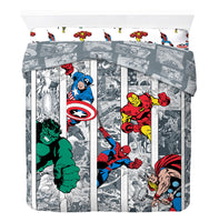 1 x RAW Customer Returns Marvel Comics Comic Cool 100 Cotton 4-piece children s bedding set 200x200 cm Double bed size - Duvet cover fitted sheet 140x200 cm 2 pillowcases 80x80 cm - RRP €30.24