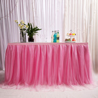 1 x RAW Customer Returns 9ft 274cm Pink Table Skirt, Romantic Tulle Desk Gauze, Table Decoration, Snowflake Wonderland Tutu Tablecloth, for Baby Shower, Wedding, Birthday, Party, Bar, Valentine s Day Christmas - RRP €30.77