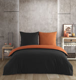 1 x RAW Customer Returns Vency Plain Duvet Cover 200 x 200 cm with 2 Pillowcases 65 x 65 cm Black - Copper - Cotton Bedding - RRP €20.4