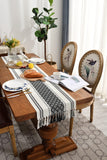 3 x Brand New Wracra Boho Woven Table Runner 275cm Black and White Washable Vintage Table Runner with Tassel Table Runner for Home Dining Room Dessert Table Runner Black, 275cm  - RRP €87.6