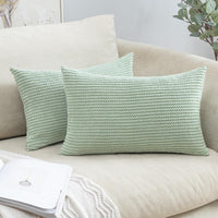 1 x RAW Customer Returns MIULEE 2 Pieces Cushion Cover Striped Corduroy Pillowcase Soft and Comfortable Polyester Modern Decoration for Sofa Bed Chairs Bedroom Living Room Office 40x60 cm Pea Green - RRP €19.99