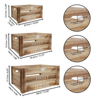 1 x RAW Customer Returns BELLE VOUS 3 pack wooden boxes, vintage wooden boxes with handles - rustic wooden box, large, medium small wooden box - heart with Sweet Home decoration box, wooden box - RRP €45.49