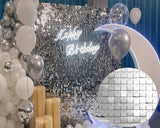 1 x RAW Customer Returns Kate Silver Square Sequin Decoration Birthday Party Dreams Wedding Photo Booth Background Luxury Backdrop Dinner Glitter Wall Background Video Photo Box 30cmx30cmx12pcs - RRP €79.99