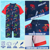 1 x RAW Customer Returns Marvel Boys Swimsuit Spiderman Avengers Boys Swimming Swimsuit Short-Sleeve Boy s Swimsuit One Piece for Beach Pool Boy s Clothing 3-10 Years Red Navy Blue Avengers, 7-8 years  - RRP €19.67