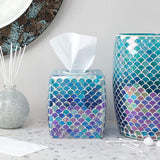 4 x Brand New WHOLE HOUSEWARES Decorative Mosaic Tissue Box for Bathroom - Durable and Easy to Refill - Practical Versatile Bathroom Accessory - Perfect Gift Idea for Any Occasion - Mermaid - RRP €116.96