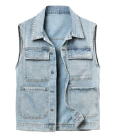 1 x RAW Customer Returns KTWOLEN Denim Vest Men s Denim Vest Outdoor Vest Leisure Sleeveless Denim Jackets Hunting Fishing Camping Vest with Many Pockets, Blue, XL - RRP €39.99