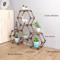 1 x RAW Customer Returns Allinside Hexagonal Indoor Plant Stand, Wooden Outdoor Plant Shelf, Transformable Pot Holder for Corner Window Garden Balcony Living Room - Mini - RRP €35.94