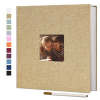 1 x RAW Customer Returns Vienrose Self-adhesive 10x15 photo album for gluing and designing yourself, large linen photo album with 40 white pages, wedding anniversary birthday gifts with a ballpoint pen, 28x27cm - RRP €23.2