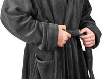 1 x RAW Customer Returns NY Threads Men s Bathrobe, Men s Robe with Hood, Fleece, Sleepwear Bathrobes X-Large, Dark Grey  - RRP €23.18