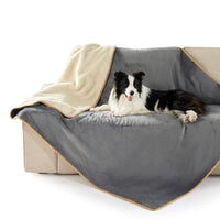 1 x RAW Customer Returns Lesure waterproof dog blanket for large dogs - 152x127cm outdoor dog blanket washable, dog blanket sofa protection made of Sherpa fleece, cat blanket fluffy and soft, grey - RRP €29.5