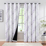 1 x Brand New FMFUNCTEX Opaque Curtains 129 cm Width Blackout Curtain Tree Branches Printed Curtain with Eyelets Eyelet Curtain Opaque for Bedroom Living Room 2 Pieces Purple, 129 x 245 cm  - RRP €42.99