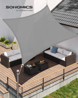 1 x RAW Customer Returns SONGMICS Shade Sail 3 x 4 m, HDPE Sun Protection Fabric, Breathable, Water Permeable, Terrace, Garden, Balcony, Camping, Rectangular, Concave, 2 m Ropes, Light Gray GSS34QY - RRP €34.87