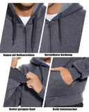 1 x RAW Customer Returns LLdress sweat jacket men with hood winter warm lined winter jacket men fleece zip grey - RRP €46.38