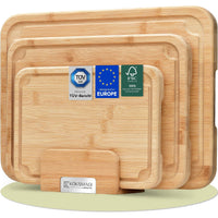 1 x RAW Customer Returns K KSMAGI wooden cutting board set of 3 - natural cutting boards made of robust bamboo in 3 sizes small, medium, large for the kitchen - 3 boards with deep juice groove stand for drying - RRP €34.42