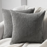 1 x RAW Customer Returns Topfinel cushion cover 50x50 dark gray corduroy set of 2 striped pattern cushion covers cushion cover decorative cushion sofa cushion couch cushion decorative cushion decorative cushion covers living room bedroom - RRP €22.99