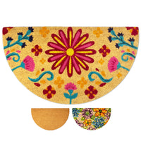 1 x RAW Customer Returns LUA VIKA doormat coconut semi-circular, doormat for inside and outside, dirt trap mat for your front door, washable, with non-slip PVC, funny doormats, outside doormats, doormat 40x70 flowery  - RRP €24.99