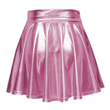 1 x RAW Customer Returns EXCHIC Women s Metallic Pleated Mini Skater Skirt XL, Pink  - RRP €19.14