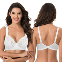 1 x RAW Customer Returns Curve Muse-Plus Size Underwired Unlined Lace Bra with Padded Straps Pack of 2 -Black,White-100B-V2 - RRP €34.99