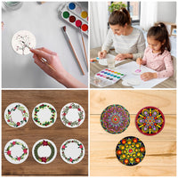 1 x RAW Customer Returns Belle Vous Round White Ceramic Coasters 12 Pack 10.2cm - Unglazed Tile Coaster Blanks Cork Coasters - Trivets, Glasses, Mugs, Painting, Acrylic Pouring, Alcohol Ink Mosaics - RRP €22.99