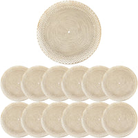 1 x RAW Customer Returns SOUJOY 12 Pcs Round Pressed Vinyl Placemats Gold Non Slip Wedding Accent Placemat 38cm Washable Christmas Table Mat for Dining Table Kitchen Decoration - RRP €19.99