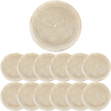 1 x RAW Customer Returns SOUJOY 12 Pcs Round Pressed Vinyl Placemats Gold Non Slip Wedding Accent Placemat 38cm Washable Christmas Table Mat for Dining Table Kitchen Decoration - RRP €19.99