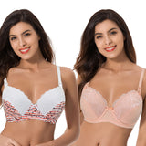 1 x RAW Customer Returns Curve Muse Plus Size Nursing Underwire Bra with Folding Cups 2 Pack -Almond Print Orange,Peach-85F - RRP €30.99