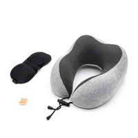 1 x RAW Customer Returns High Quality Memory Foam Travel Pillow Airplane and Car Cushion Travel Neck Pillow Supports Neck and Head Includes Eye Mask and Earplugs - RRP €15.73