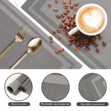 1 x RAW Customer Returns SueH Design Woven Placemats Set of 8 Vinyl Heat Resistant Placemats Anti-fouling and Washable 45 cm x 30 cm, Gray and Silver - RRP €20.99