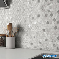 1 x RAW Customer Returns M MOFIT 3D wall tiles self-adhesive kitchen, hexagon mosaic mosaic tiles marble tiles tile stickers marble look cement gray 10 sheets  - RRP €53.29