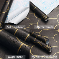 1 x RAW Customer Returns CiCiwind 44 600cm Self-Adhesive Wallpaper Geometric Adhesive Film Black Gold Wallpaper Self-Adhesive Furniture Film Waterproof Wall Cladding Living Room Bedroom Wall Furniture Vinyl Decorative Film - RRP €21.17